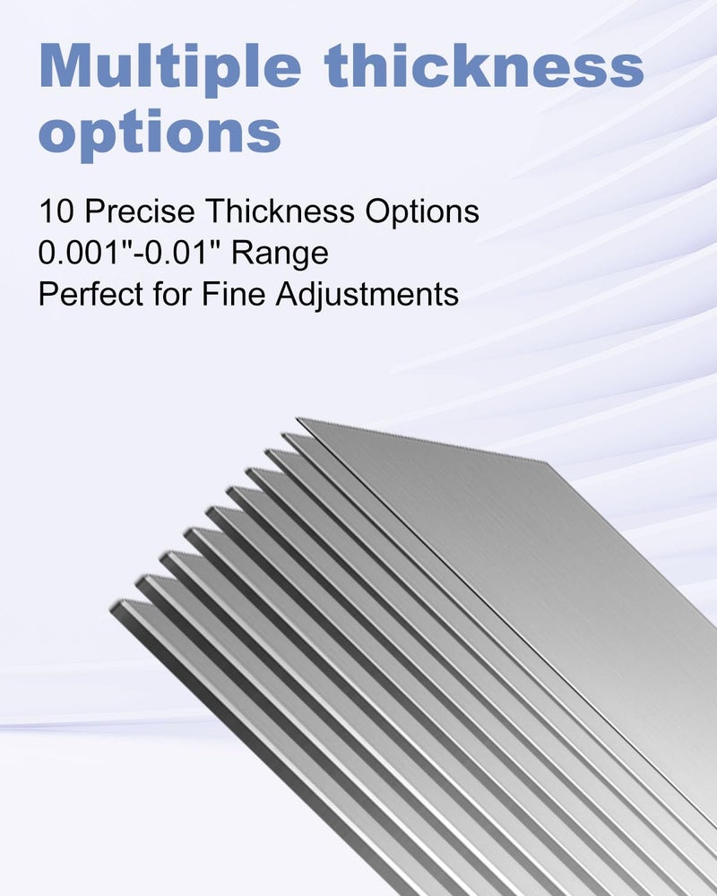 AOKLIT 30Pcs Shim Stock Assortment, 304 Stainless Steel 1" Width x 6" Length Metal Shims for Leveling, Gap Filler Trim Strip, DIY & Industrial Use (0.001"-0.01" Thickness) - Image 4